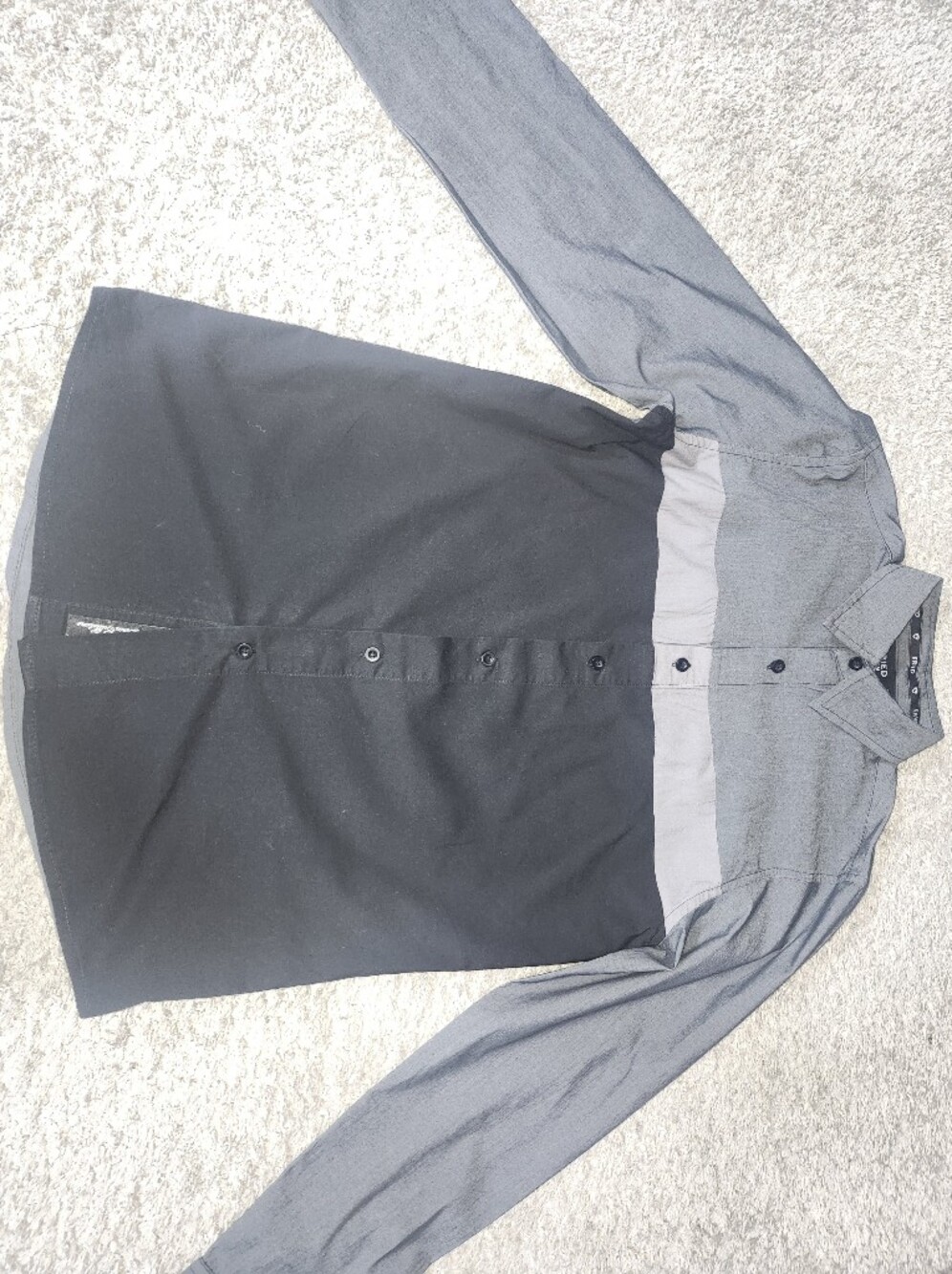 Two-Tone Black and Gray Men's Button-Down Shirt